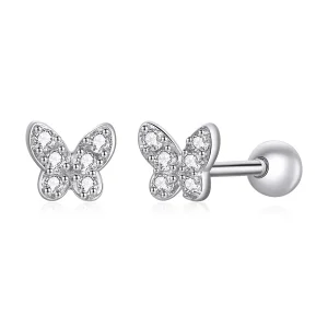 (image for) Pandora Style Silver Stud Earrings, Butterfly - SCE1116