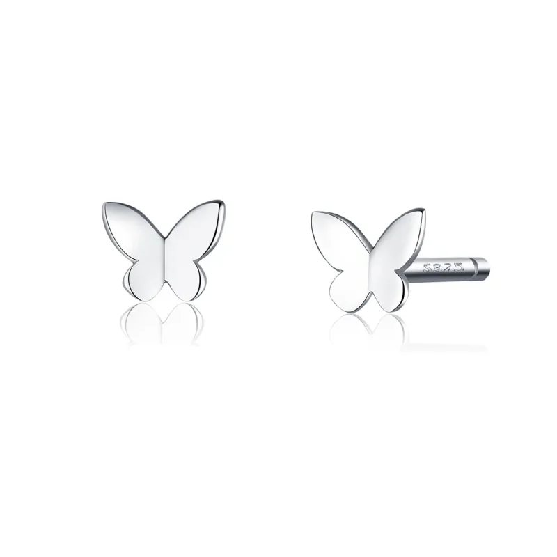 (image for) Pandora Style Silver Stud Earrings, Butterfly - SCE775 - Product Image