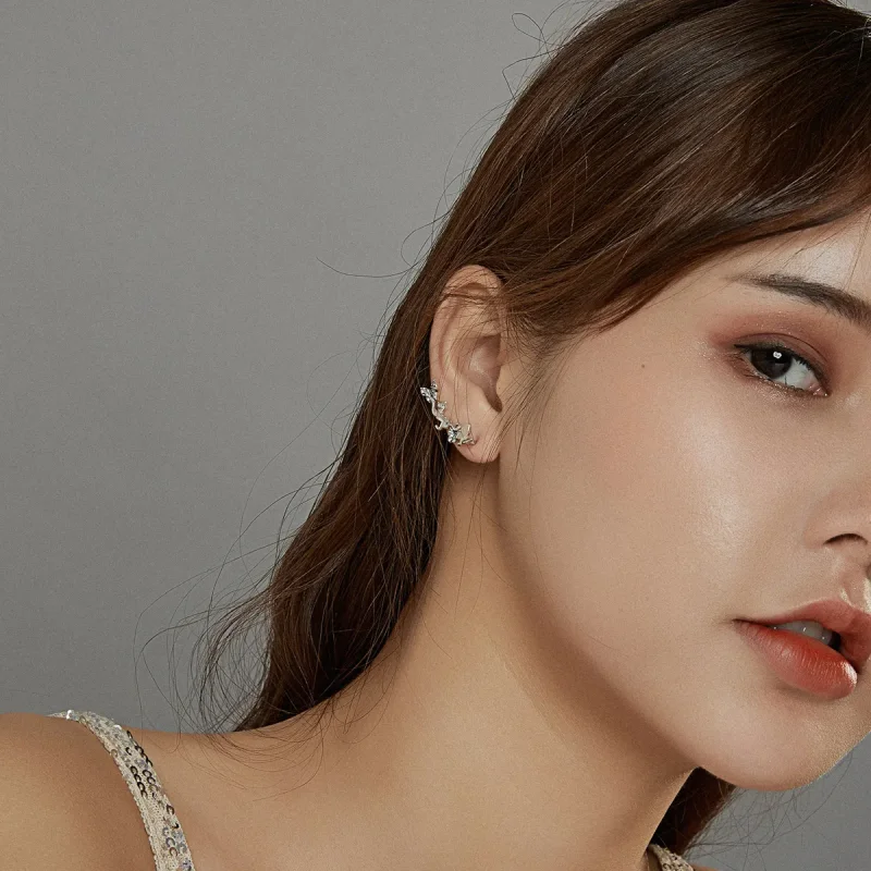 (image for) Pandora Style Silver Stud Earrings, Cat & Butterflies - SCE961 - View 7