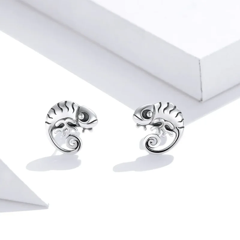 (image for) Pandora Style Silver Stud Earrings, Chameleon - SCE949 - View 3