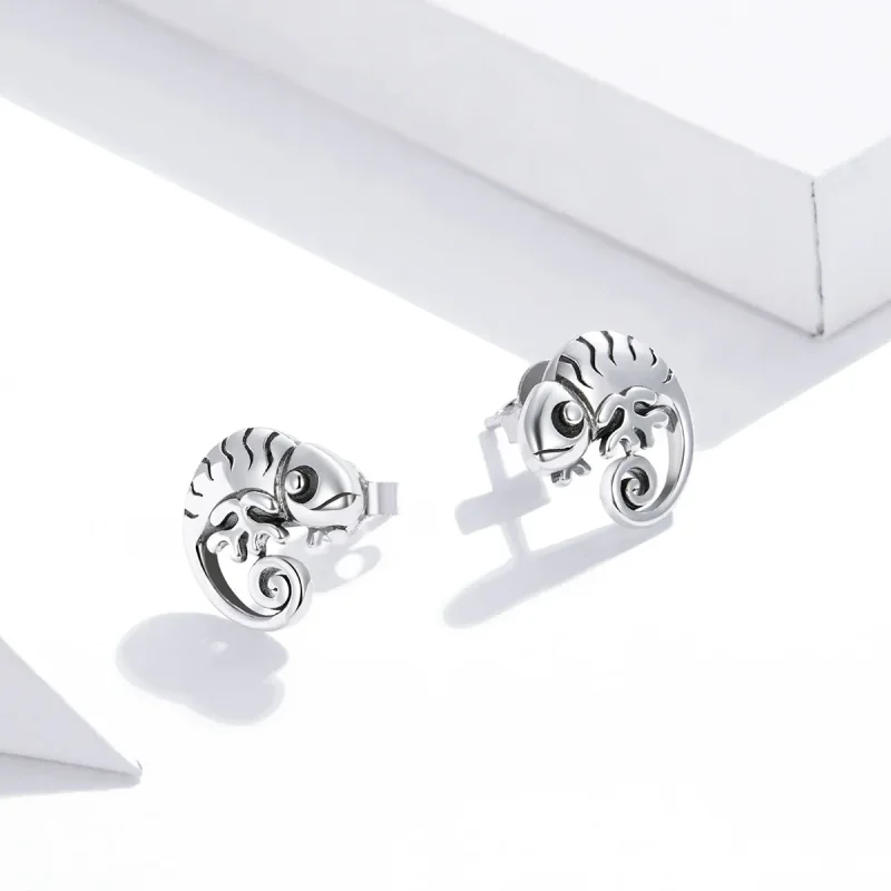 (image for) Pandora Style Silver Stud Earrings, Chameleon - SCE949 - View 4