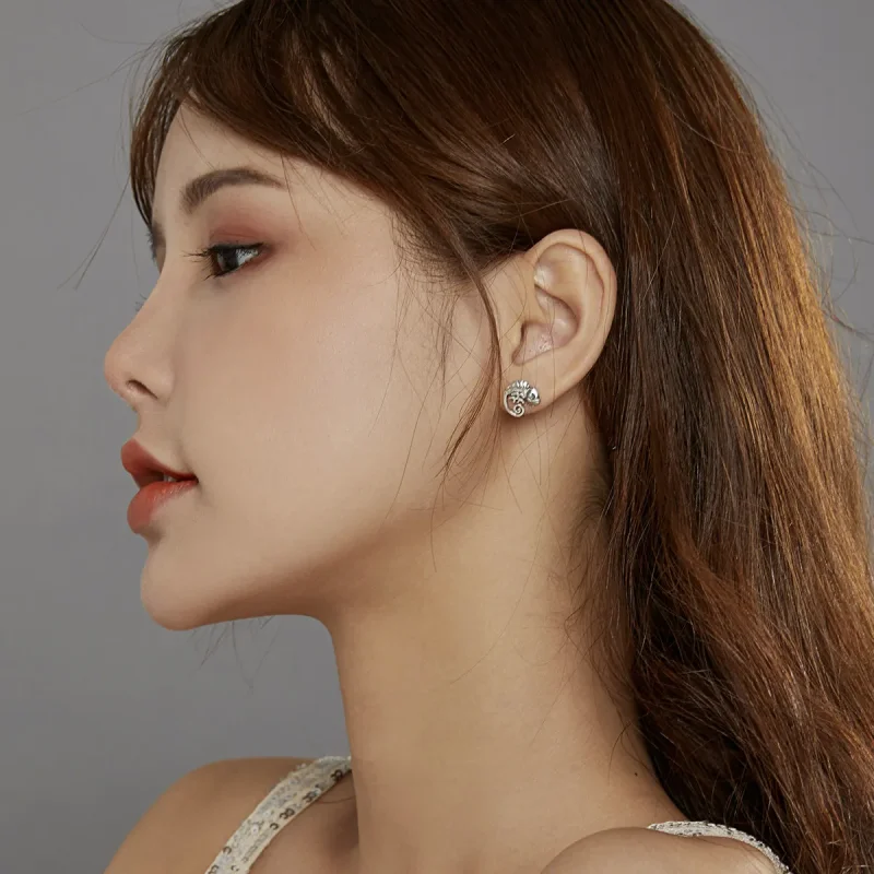 (image for) Pandora Style Silver Stud Earrings, Chameleon - SCE949 - View 6