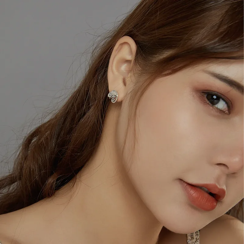 (image for) Pandora Style Silver Stud Earrings, Chameleon - SCE949 - View 7