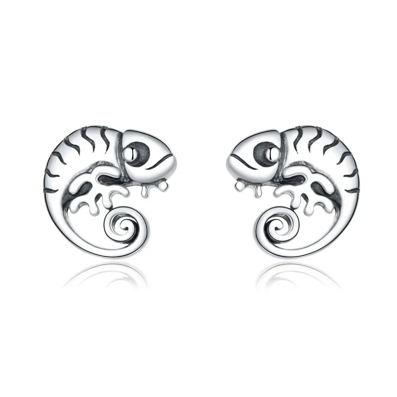 (image for) Pandora Style Silver Stud Earrings, Chameleon - SCE949 - Product Image