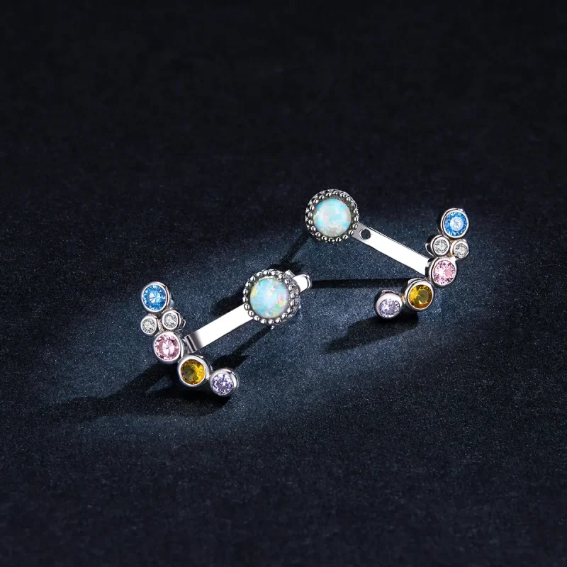 (image for) Pandora Style Silver Stud Earrings, Coloful Bubbles - BSE392 - View 5