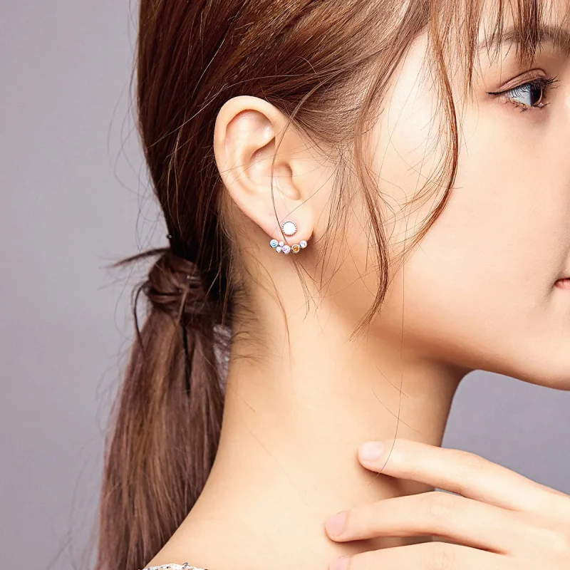 (image for) Pandora Style Silver Stud Earrings, Coloful Bubbles - BSE392 - View 8