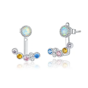 (image for) Pandora Style Silver Stud Earrings, Coloful Bubbles - BSE392