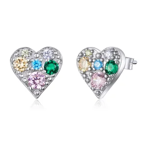 (image for) Pandora Style Silver Stud Earrings, Colorful Love - SCE890