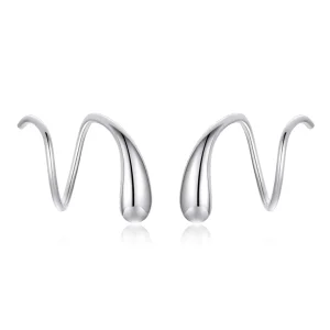 (image for) Pandora Style Silver Stud Earrings, Creative Water Droplets - SCE1130