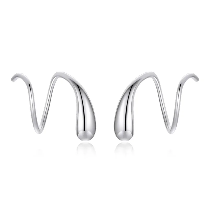 (image for) Pandora Style Silver Stud Earrings, Creative Water Droplets - SCE1130 - Product Image