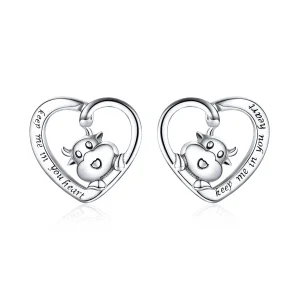 (image for) Pandora Style Silver Stud Earrings, Cute Cow - SCE984
