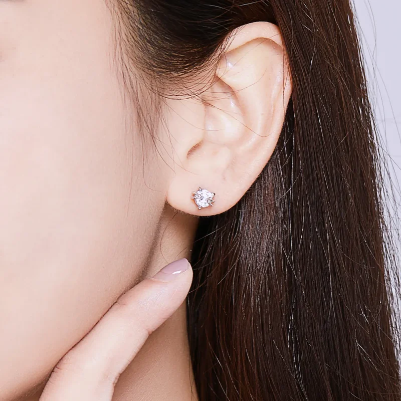 (image for) Pandora Style Silver Stud Earrings, Cute Kitten - BSE205 - View 5