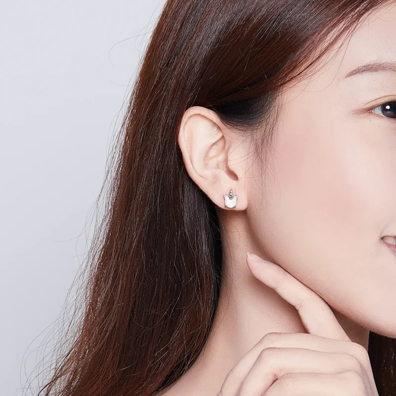 (image for) Pandora Style Silver Stud Earrings, Cute Unicorn - SCE737 - View 7