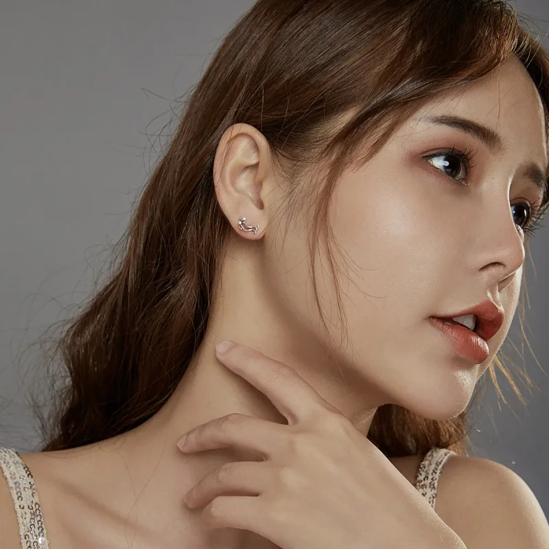 (image for) Pandora Style Silver Stud Earrings, Dachshund - SCE952 - View 6