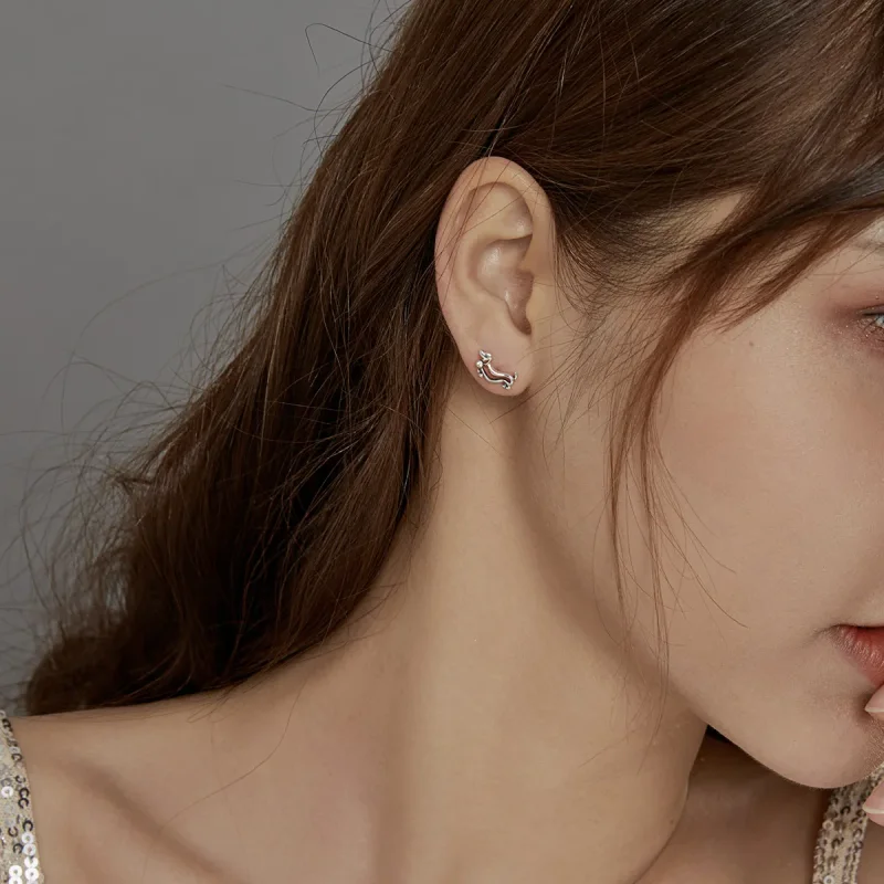 (image for) Pandora Style Silver Stud Earrings, Dachshund - SCE952 - View 8