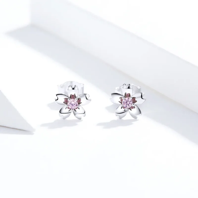 (image for) Pandora Style Silver Stud Earrings, Daisy Flower Stud - SCE784 - View 4