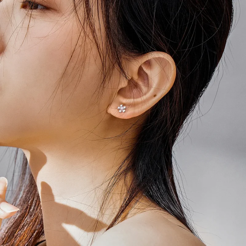 (image for) Pandora Style Silver Stud Earrings, Daisy Flower Stud - SCE784 - View 7