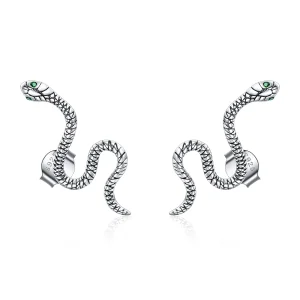 (image for) Pandora Style Silver Stud Earrings, Dance of The Snake - SCE1111
