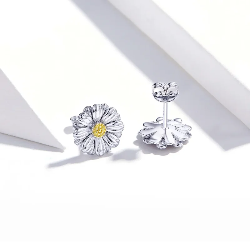 (image for) Pandora Style Silver Stud Earrings, Dazzling Daisy - SCE774 - View 2