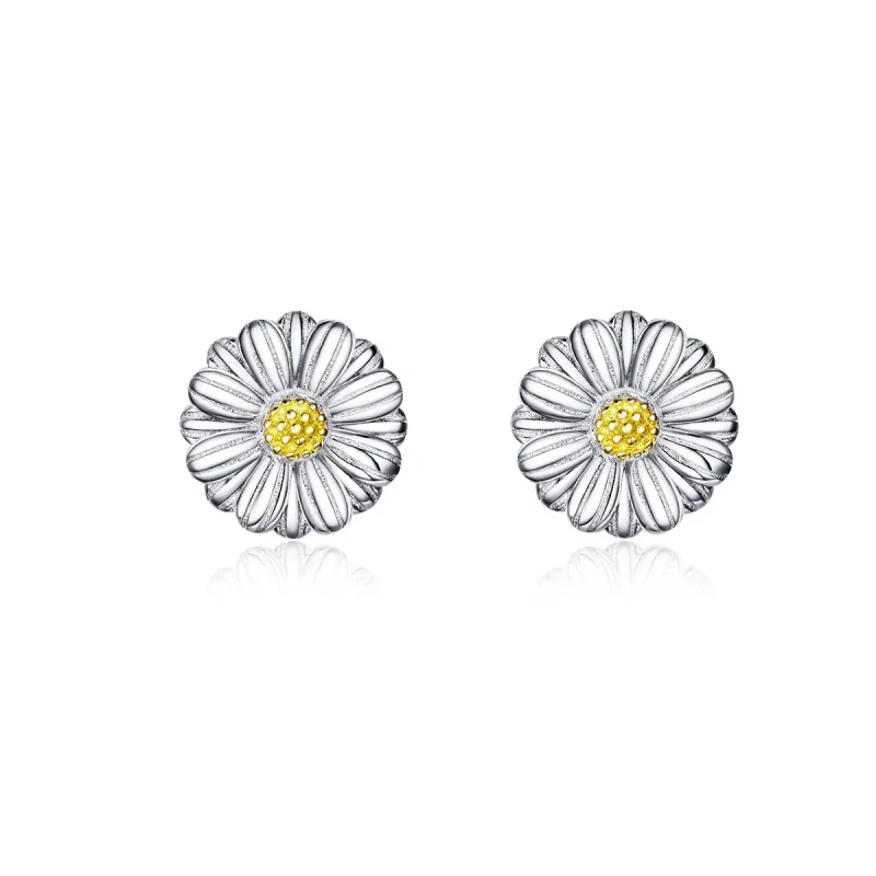(image for) Pandora Style Silver Stud Earrings, Dazzling Daisy - SCE774 - Product Image