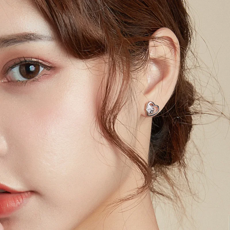 (image for) Pandora Style Silver Stud Earrings, Dog Paw - SCE977 - View 6