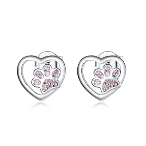 (image for) Pandora Style Silver Stud Earrings, Dog Paw - SCE977