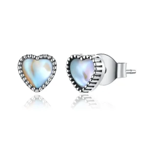 (image for) Pandora Style Silver Stud Earrings, Elevated Heart - SCE929