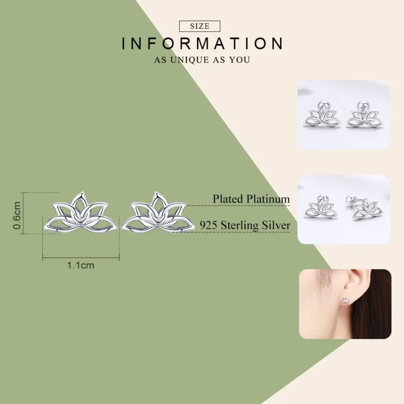 (image for) Pandora Style Silver Stud Earrings, Fresh Lotus - BSE024 - View 7
