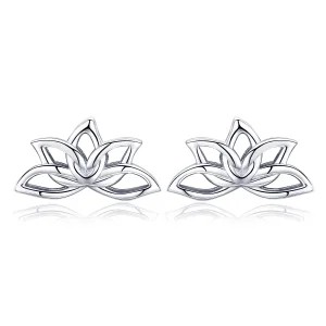(image for) Pandora Style Silver Stud Earrings, Fresh Lotus - BSE024