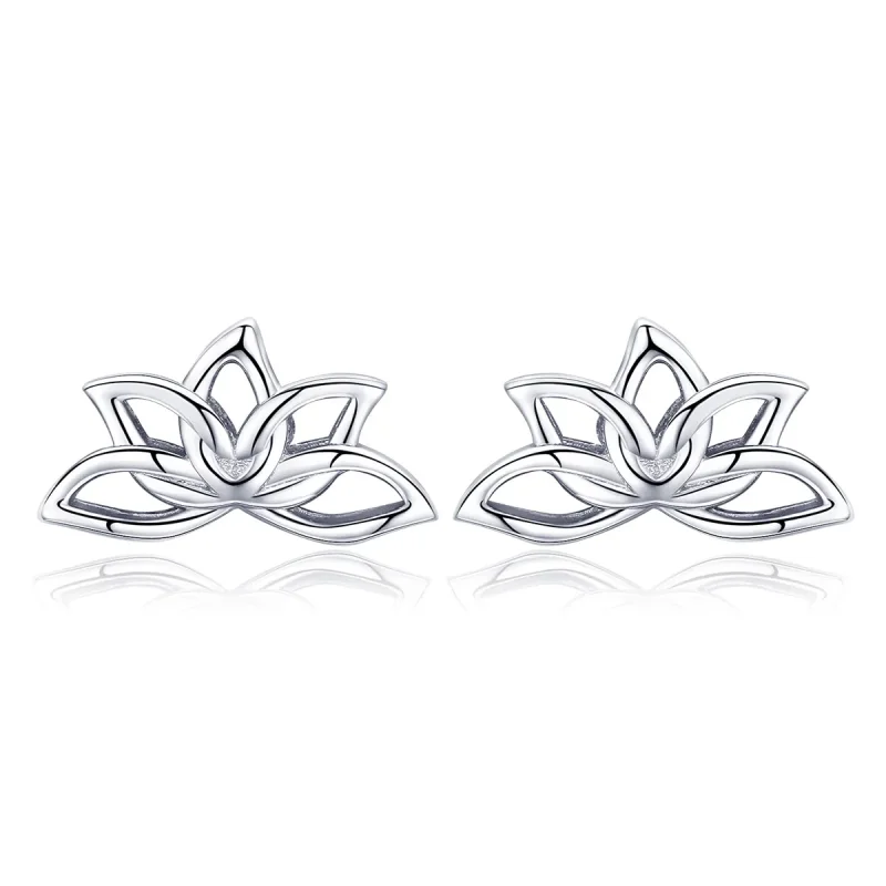 (image for) Pandora Style Silver Stud Earrings, Fresh Lotus - BSE024 - Product Image