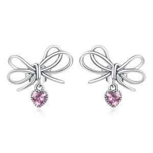 (image for) Pandora Style Silver Stud Earrings, Gift With Bow - SCE962