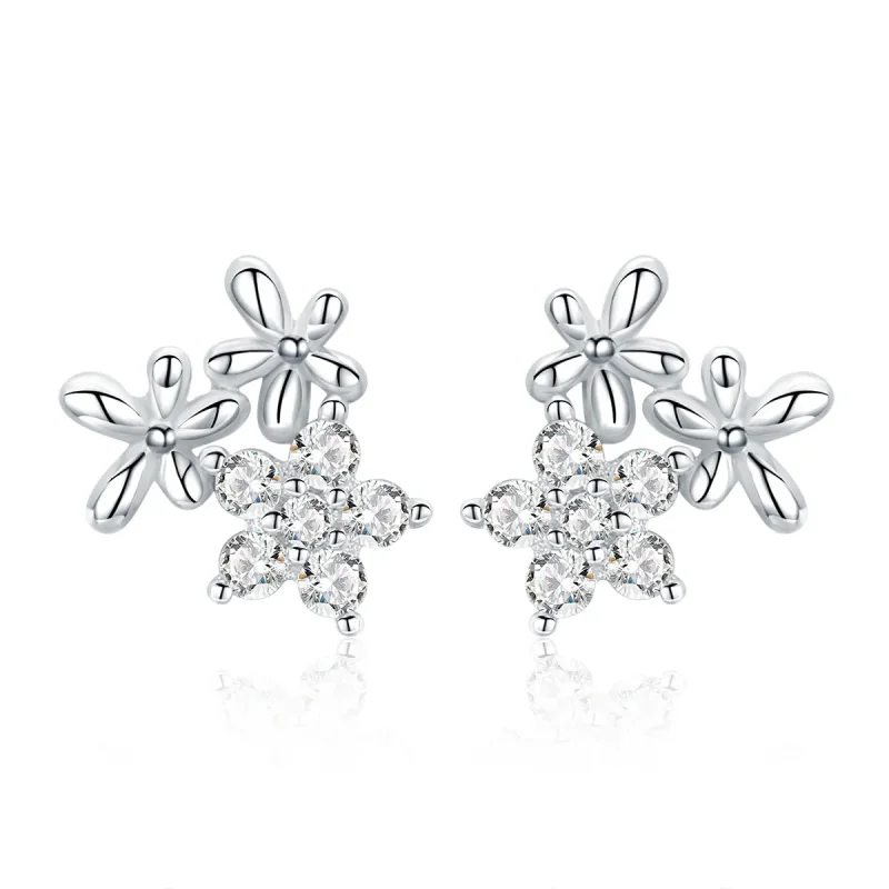(image for) Pandora Style Silver Stud Earrings, Gypsophila - BSE030 - Product Image