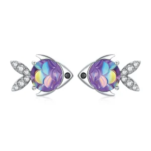 (image for) Pandora Style Silver Stud Earrings, Happy Little Fish - SCE1028