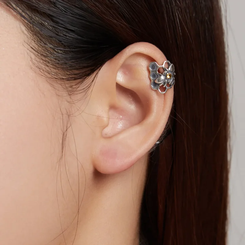 (image for) Pandora Style Silver Stud Earrings, Homing Bee - SCE1171 - View 6