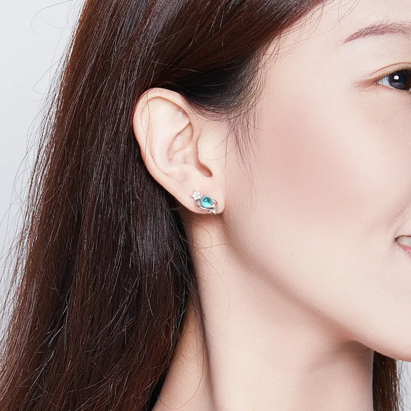 (image for) Pandora Style Silver Stud Earrings, Interstellar - SCE701 - View 5