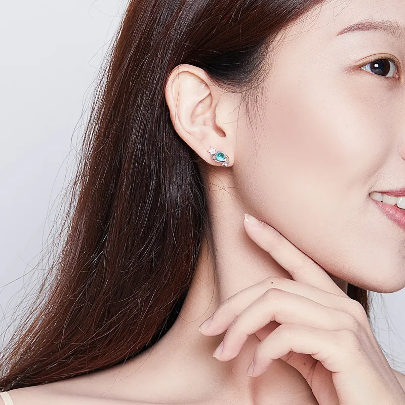 (image for) Pandora Style Silver Stud Earrings, Interstellar - SCE701 - View 6