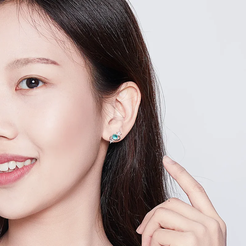 (image for) Pandora Style Silver Stud Earrings, Interstellar - SCE701 - View 7