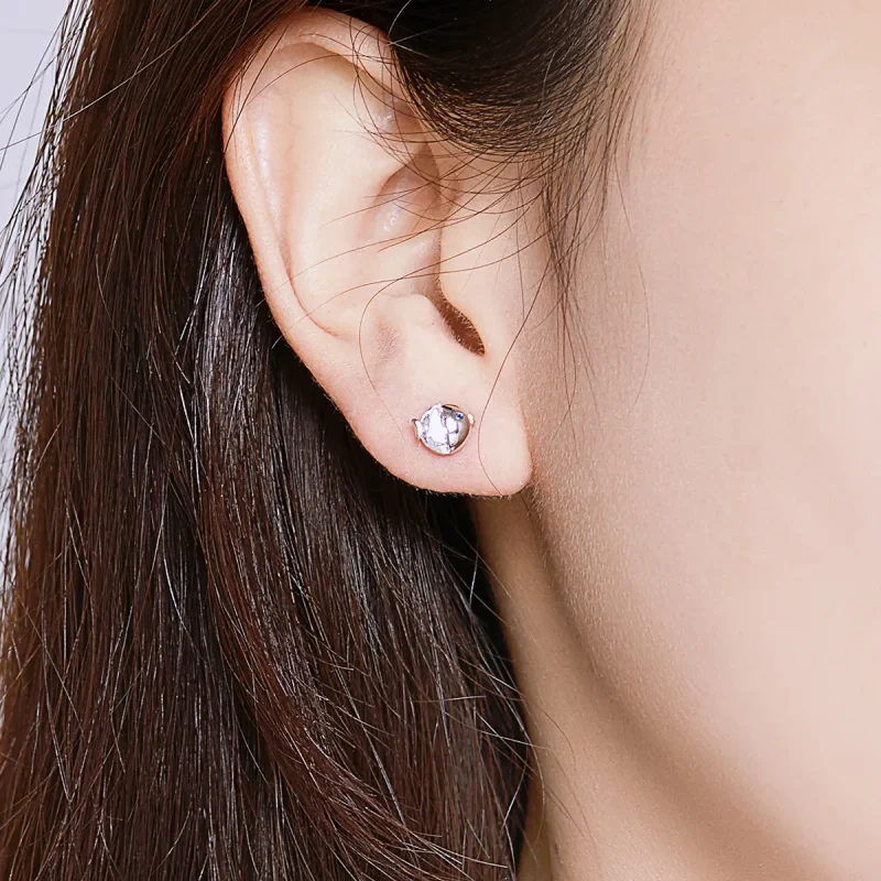 (image for) Pandora Style Silver Stud Earrings, Kiss Fish - BSE204 - View 6