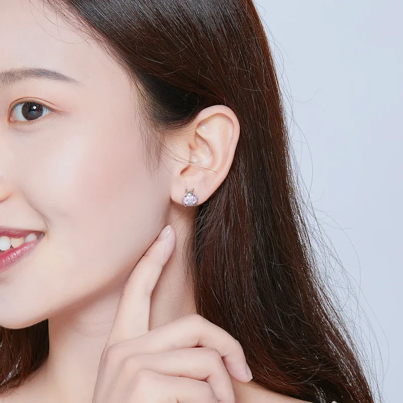 (image for) Pandora Style Silver Stud Earrings, Ladybug - SCE715 - View 5