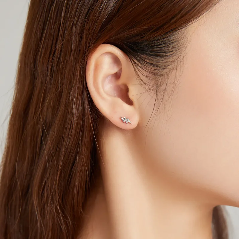 (image for) Pandora Style Silver Stud Earrings, Lightning Eye - SCE1007 - View 6