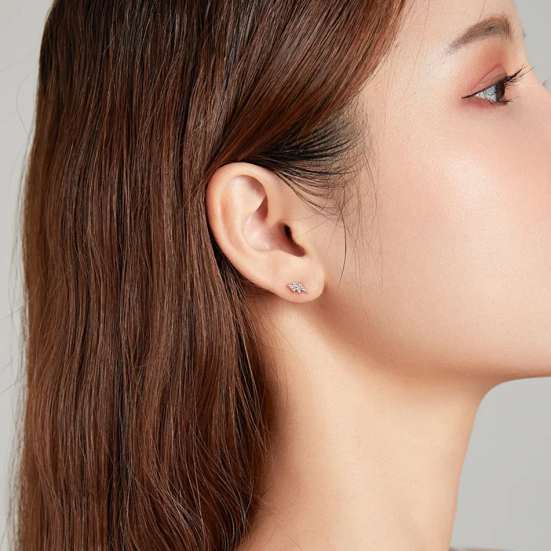 (image for) Pandora Style Silver Stud Earrings, Lightning Eye - SCE1007 - View 7