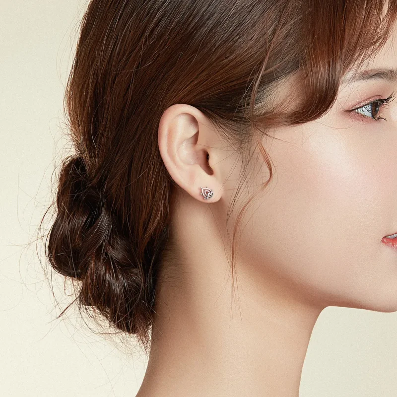 (image for) Pandora Style Silver Stud Earrings, Lotus Bud - SCE989 - View 5