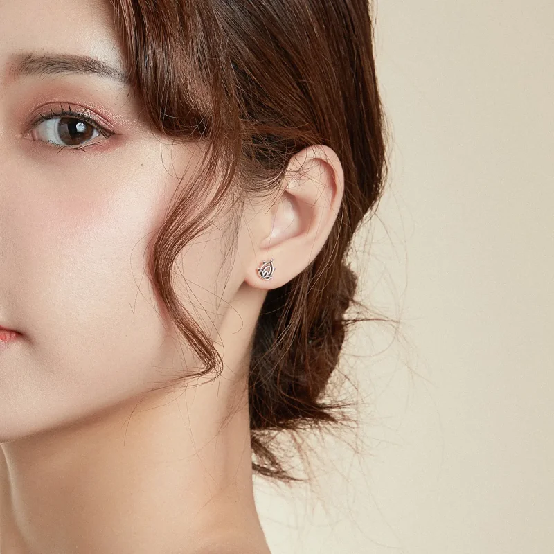 (image for) Pandora Style Silver Stud Earrings, Lotus Bud - SCE989 - View 6