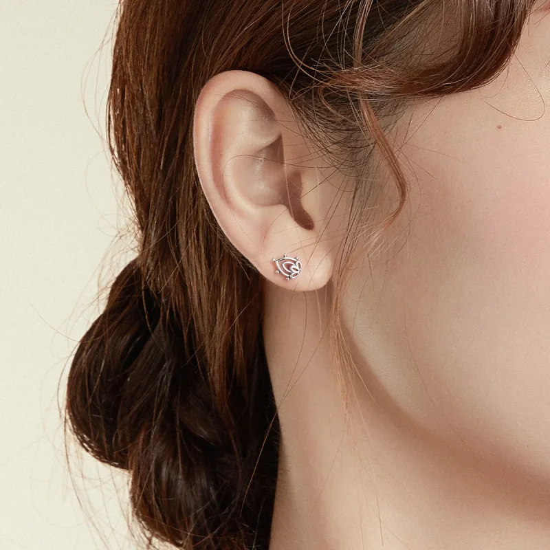 (image for) Pandora Style Silver Stud Earrings, Lotus Bud - SCE989 - View 7