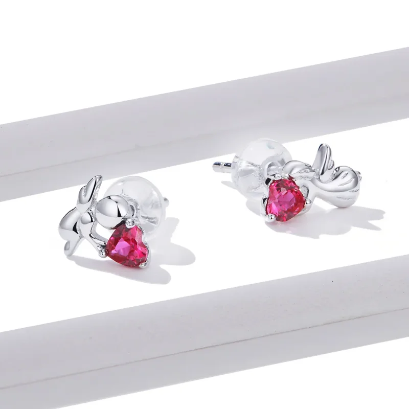 (image for) Pandora Style Silver Stud Earrings, Love Angel - BSE367 - View 4