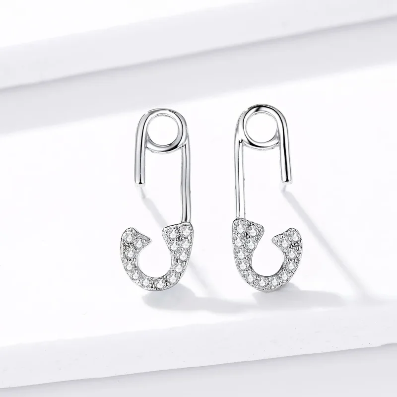(image for) Pandora Style Silver Stud Earrings, Love Pin - BSE284 - View 4