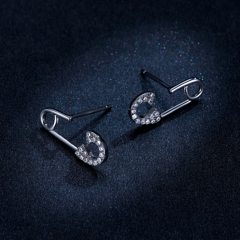 (image for) Pandora Style Silver Stud Earrings, Love Pin - BSE284 - View 5