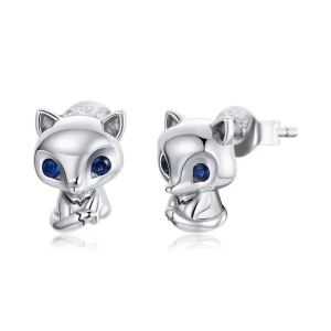 (image for) Pandora Style Silver Stud Earrings, Lovely Fox - SCE1084