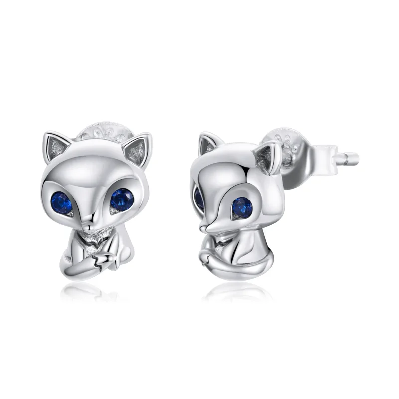 (image for) Pandora Style Silver Stud Earrings, Lovely Fox - SCE1084 - Product Image