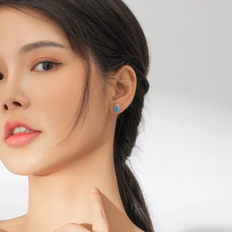 (image for) Pandora Style Silver Stud Earrings, Lovely Octopus - SCE881 - View 5